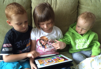 Enjoying a game on the i-pad
